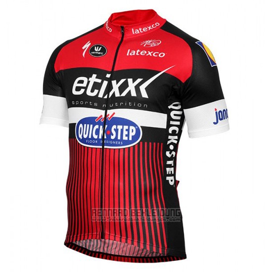 2016 Fahrradbekleidung Etixx Quick Step Rot und Shwarz Trikot Kurzarm und Tragerhose